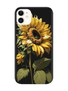 Матовий чорний чохол на Apple iPhone 11 (6.1) :: Соняшник (принт 274)