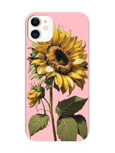 Матовий рожевий чохол на Apple iPhone 11 (6.1) :: Соняшник (принт 274)