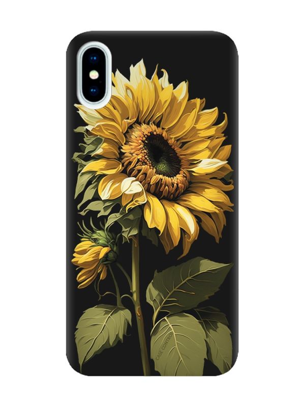 Матовий чорний чохол на iPhone X / Xs :: Соняшник (принт 274)