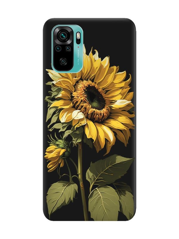 Матовий чорний чохол на Xiaomi Redmi Note 10 / Note 10s :: Соняшник (принт 274)