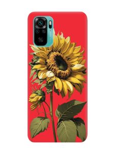 Матовий червоний чохол на Xiaomi Redmi Note 10 / Note 10s :: Соняшник (принт 274)
