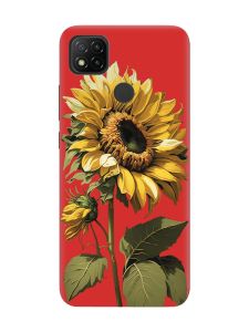 Матовий червоний чохол на Xiaomi Redmi 9C / 10A :: Соняшник (принт 274)