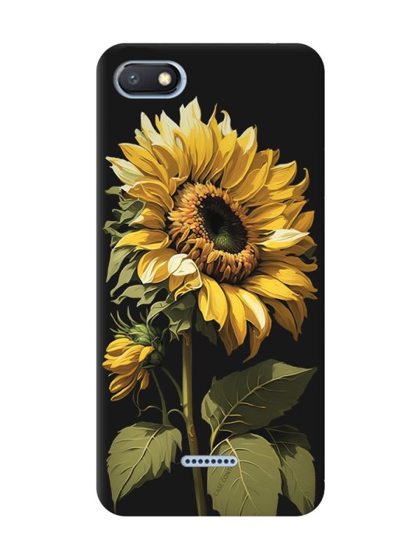 Матовий чорний чохол на Xiaomi Redmi 6A :: Соняшник (принт 274)