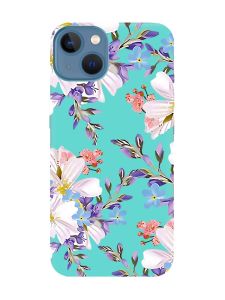 Матовий бірюзовий чохол на Apple iPhone 13 :: Квітковий малюнок (принт 272)