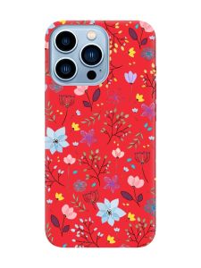 Матовий червоний чохол на Apple iPhone 13 Pro Max :: Квітковий фон (принт 267)