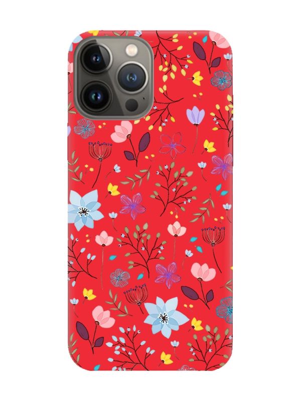 Матовий червоний чохол на Apple iPhone 13 Pro :: Квітковий фон (принт 267)