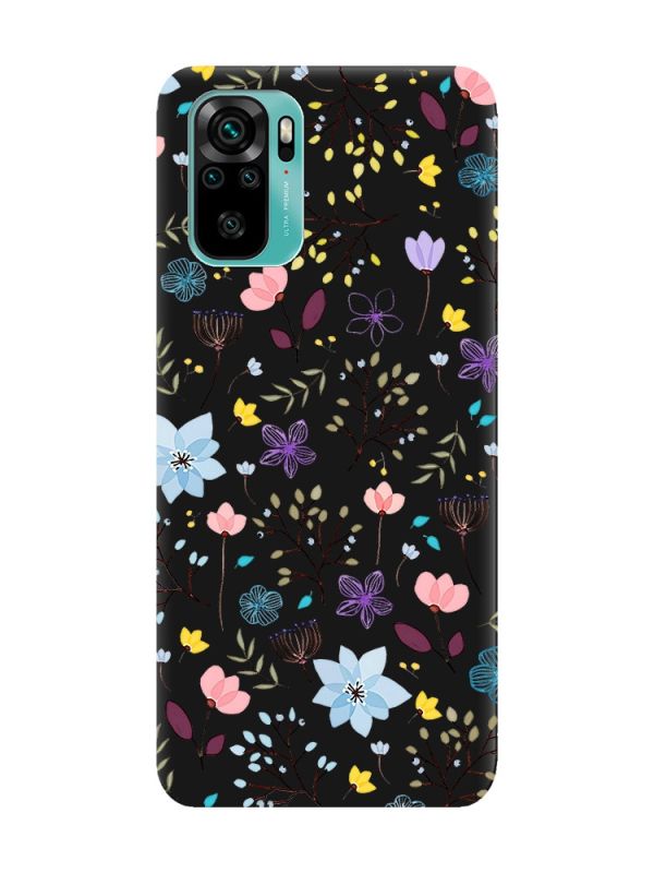 Матовий чорний чохол на Xiaomi Redmi Note 10 / Note 10s :: Квітковий фон (принт 267)
