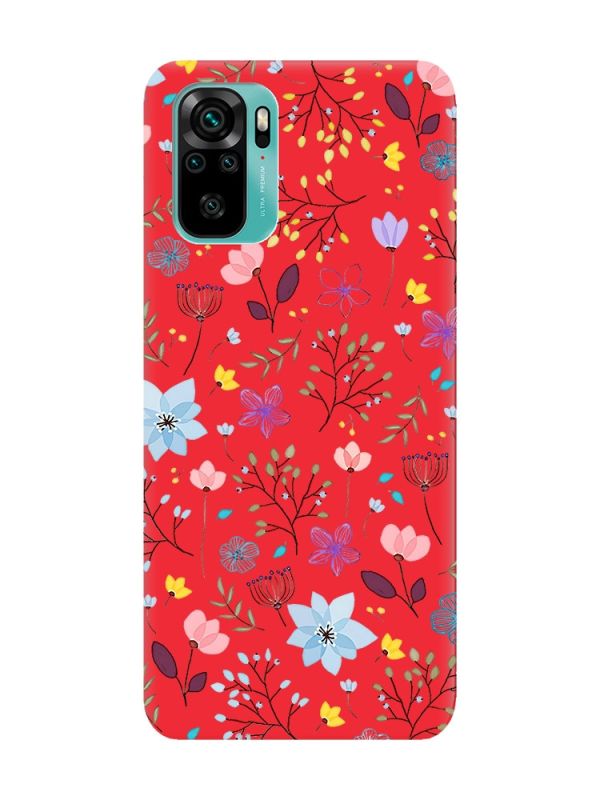 Матовий червоний чохол на Xiaomi Redmi Note 10 / Note 10s :: Квітковий фон (принт 267)