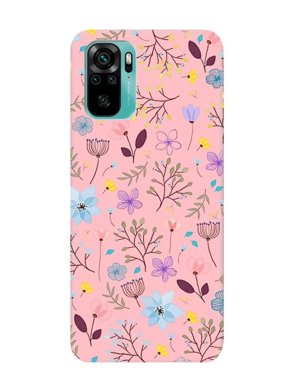 Матовий рожевий чохол на Xiaomi Redmi Note 10 / Note 10s :: Квітковий фон (принт 267)