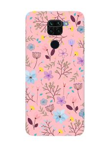 Матовий рожевий чохол на Xiaomi Redmi Note 9 :: Квітковий фон (принт 267)