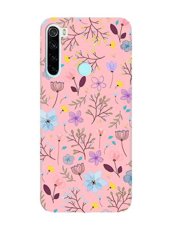 Матовий рожевий чохол на Xiaomi Redmi Note 8 :: Квітковий фон (принт 267)
