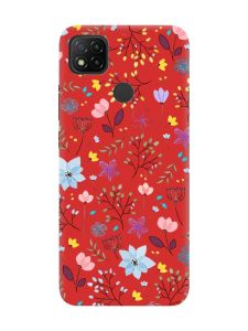 Матовий червоний чохол на Xiaomi Redmi 9C / 10A :: Квітковий фон (принт 267)