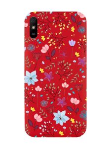 Матовий червоний чохол на Xiaomi Redmi 9A :: Квітковий фон (принт 267)