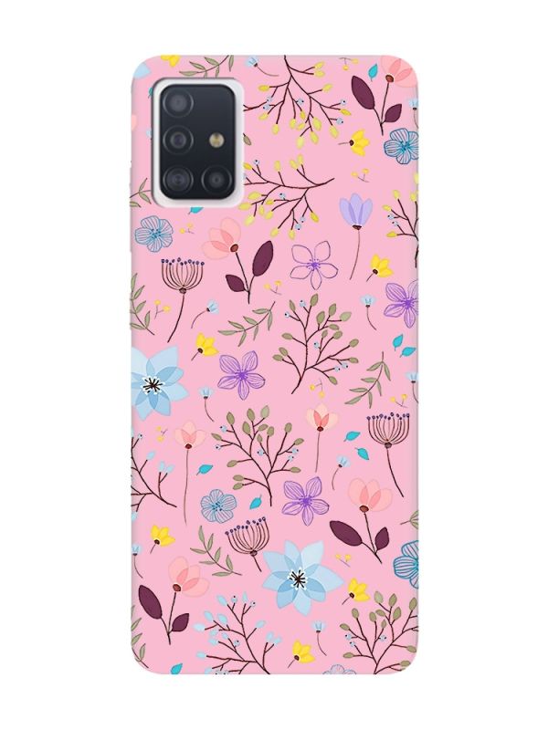 Матовий рожевий чохол на Samsung Galaxy A51 :: Квітковий фон (принт 267)