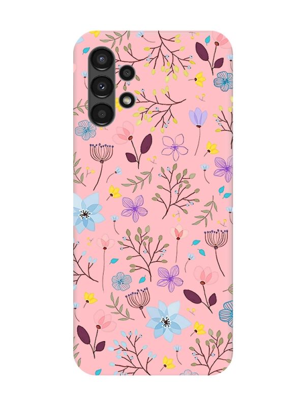 Матовий рожевий чохол на Samsung A13 4G :: Квітковий фон (принт 267)