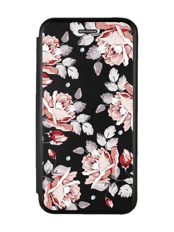 Чохол-книжка з малюнком для Xiaomi Redmi 7A Чорний :: Фон Троянди (принт 273)
