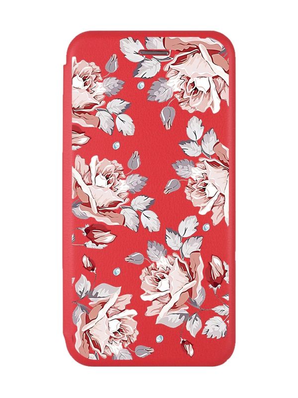 Чохол-книжка з малюнком для Xiaomi Redmi 9 Червоний  :: Фон Троянди (принт 273)