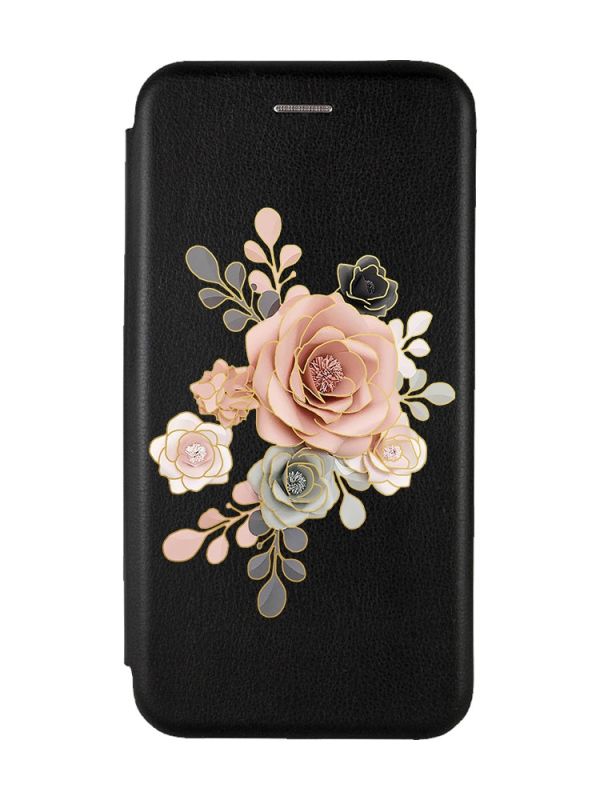 Чохол-книжка з малюнком для Xiaomi Redmi 7A Чорний :: Троянди (принт 275)
