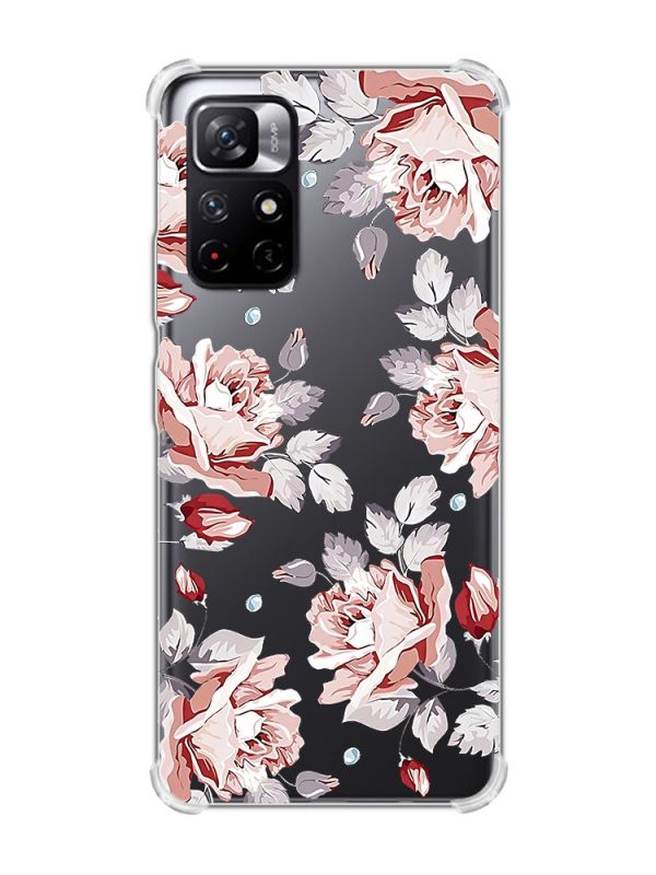 Чохол з потовщеними кутами на Xiaomi Redmi Note 11 5G :: Фон Троянди (принт 273)