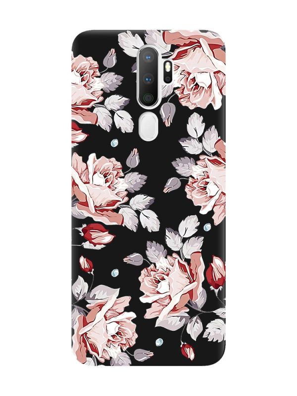 Матовий чорний чохол на Oppo A5 :: Фон Троянди (принт 273)
