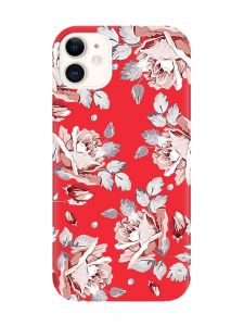 Матовий червоний чохол на Apple iPhone 11 (6.1) :: Фон Троянди (принт 273)