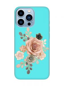 Матовий бірюзовий чохол на Apple iPhone 13 Pro Max :: Троянди (принт 275)