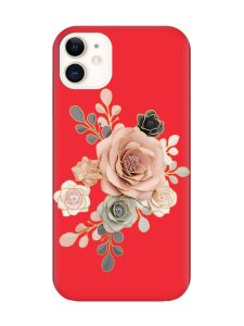 Матовий червоний чохол на Apple iPhone 11 (6.1) :: Троянди (принт 275)