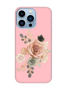 Матовий рожевий чохол на Apple iPhone 13 Pro Max :: Троянди (принт 275)