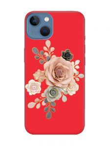 Матовий червоний чохол на Apple iPhone 13 :: Троянди (принт 275)