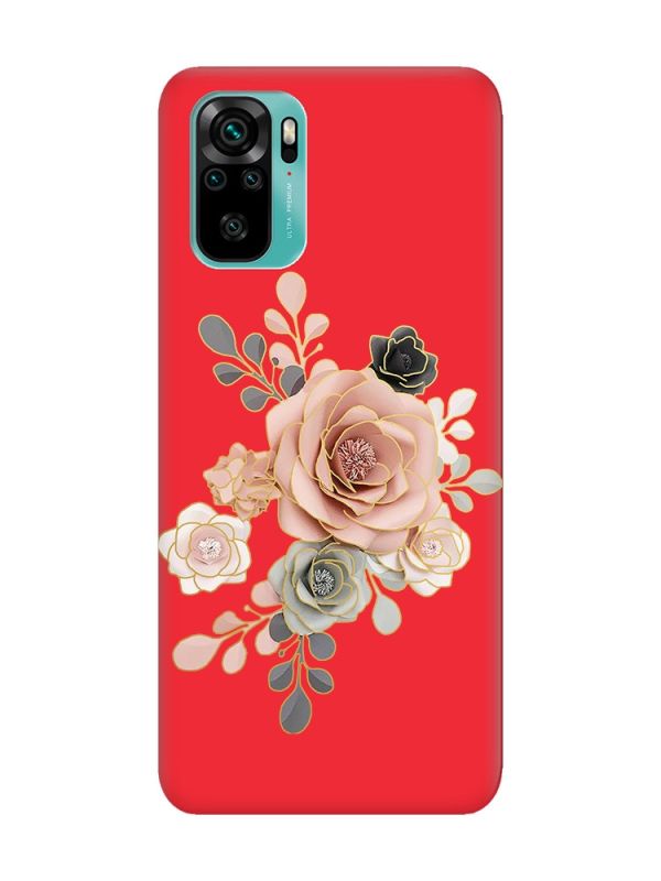 Матовий червоний чохол на Xiaomi Redmi Note 10 / Note 10s :: Троянди (принт 275)
