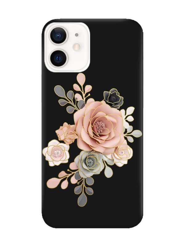 Матовий чорний чохол на Apple iPhone 12 / 12 Pro (6.1) :: Троянди (принт 275)