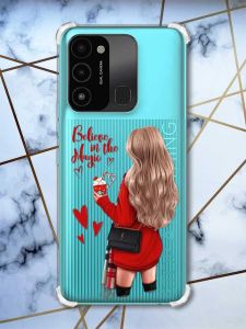 Чохол з потовщеними кутами на TECNO Spark Go 2022 :: Дівчина з кавою (принт 137)