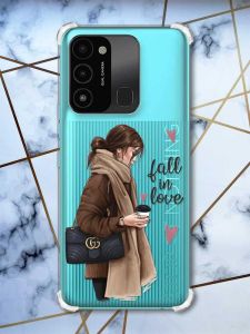 Чохол з потовщеними кутами на TECNO Spark Go 2022 :: Дівчина з кавою (принт 112)