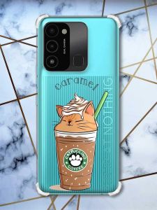 Чохол з потовщеними кутами на TECNO Spark Go 2022 :: Капучіно котик (принт 97)