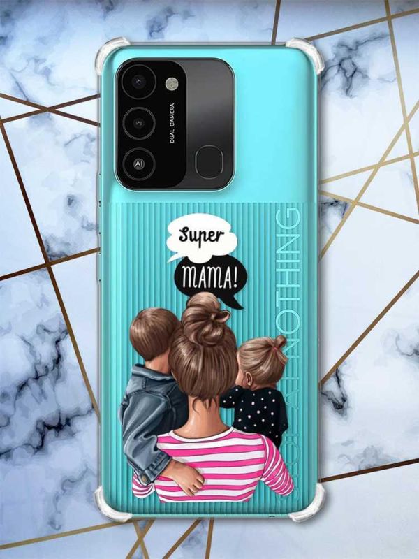 Чохол з потовщеними кутами на TECNO Spark Go 2022 :: Супер Мама (принт 29)