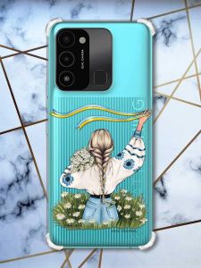 Чохол з потовщеними кутами на TECNO Spark Go 2022 :: Дівчина зі стрічкою (патріотичний принт 17)