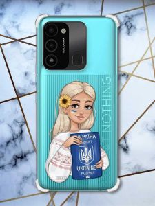Чохол з потовщеними кутами на TECNO Spark Go 2022 :: Дівчина з паспортом (патріотичний принт 13)