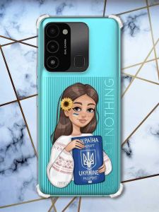 Чохол з потовщеними кутами на TECNO Spark Go 2022 :: Дівчина з паспортом (патріотичний принт 12)