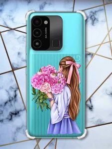 Чохол з потовщеними кутами на TECNO Spark Go 2022 :: Дівчина з півоніями (принт 11)