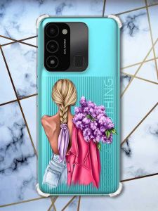 Чохол з потовщеними кутами на TECNO Spark Go 2022 :: Дівчина з бузком (принт 7)