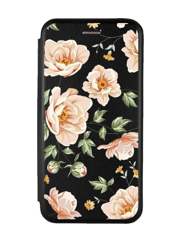 Чохол-книжка з малюнком для Xiaomi Redmi 6 Чорний :: Квіти пастельні (принт 277)