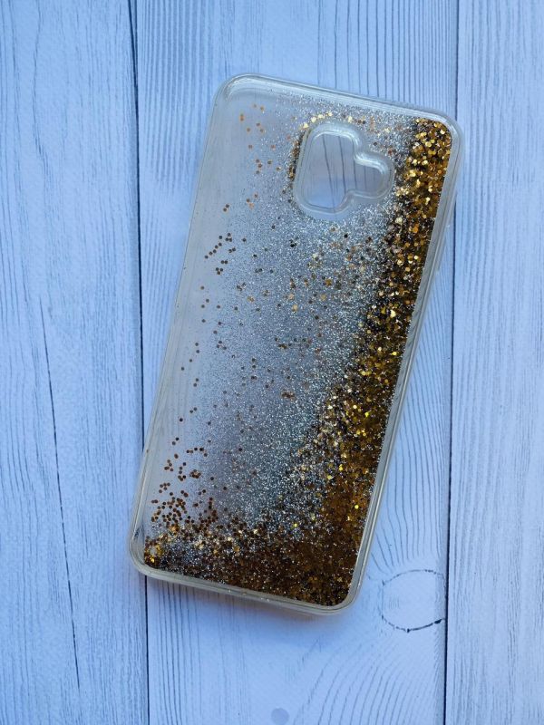 Силіконовий чохол з плаваючими блискітками для Samsung Galaxy J6 Plus Золотий