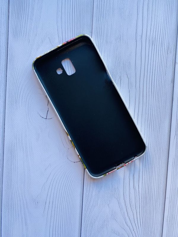 Силіконовий чохол із малюнком для Samsung Galaxy J6 Plus Рожеві квіти на білому