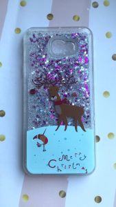 Силіконовий чохол з блискітками для Samsung Galaxy J4 Plus Срібний. Олень