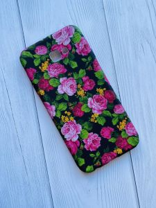 Силіконовий чохол з малюнком для Samsung Galaxy J4 Plus Рози і зелені листки на чорному