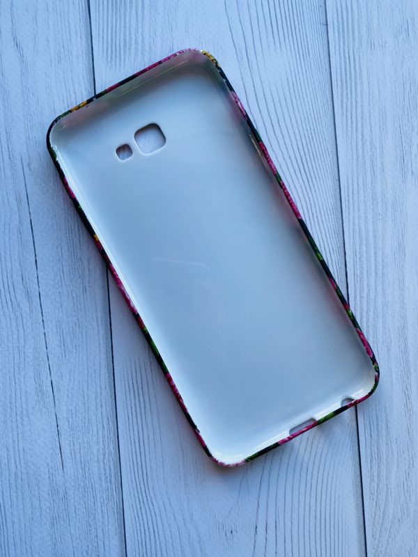 Силіконовий чохол з малюнком для Samsung Galaxy J4 Plus Рози і зелені листки на чорному