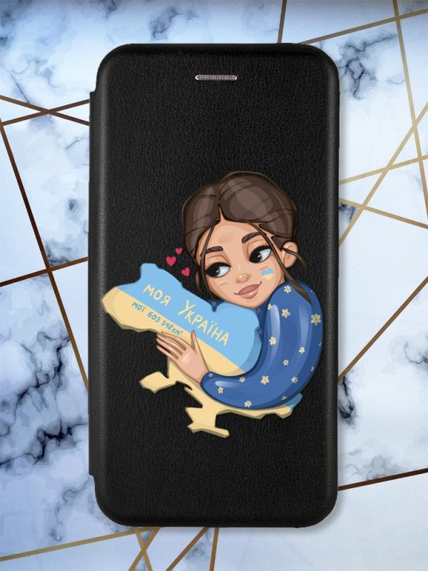 Чохол-книжка з малюнком для Samsung Galaxy А10 (2019) А105 Чорний :: Моя Україна (принт 2)