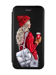 Чохол-книжка з малюнком для Samsung Galaxy А10 (2019) А105 Чорний :: Дівчина з рюкзаком (принт 9)