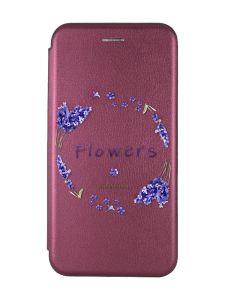 Чохол-книжка з малюнком для Samsung Galaxy A04 Бордовий :: Лавандовий віночок (принт 19)