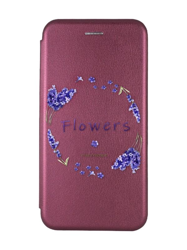 Чохол-книжка з малюнком для Samsung Galaxy J7(2016) J710 Бордовий :: Лавандовий віночок (принт 19)